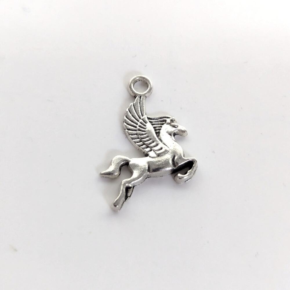 Whimsical Silver Tone Pegasus Fairy Magic Unicorn Mini Pendant Bracelet Charm